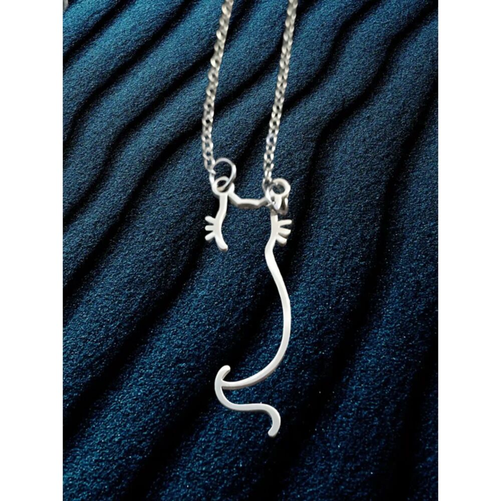 Open Silver Cat Necklace
